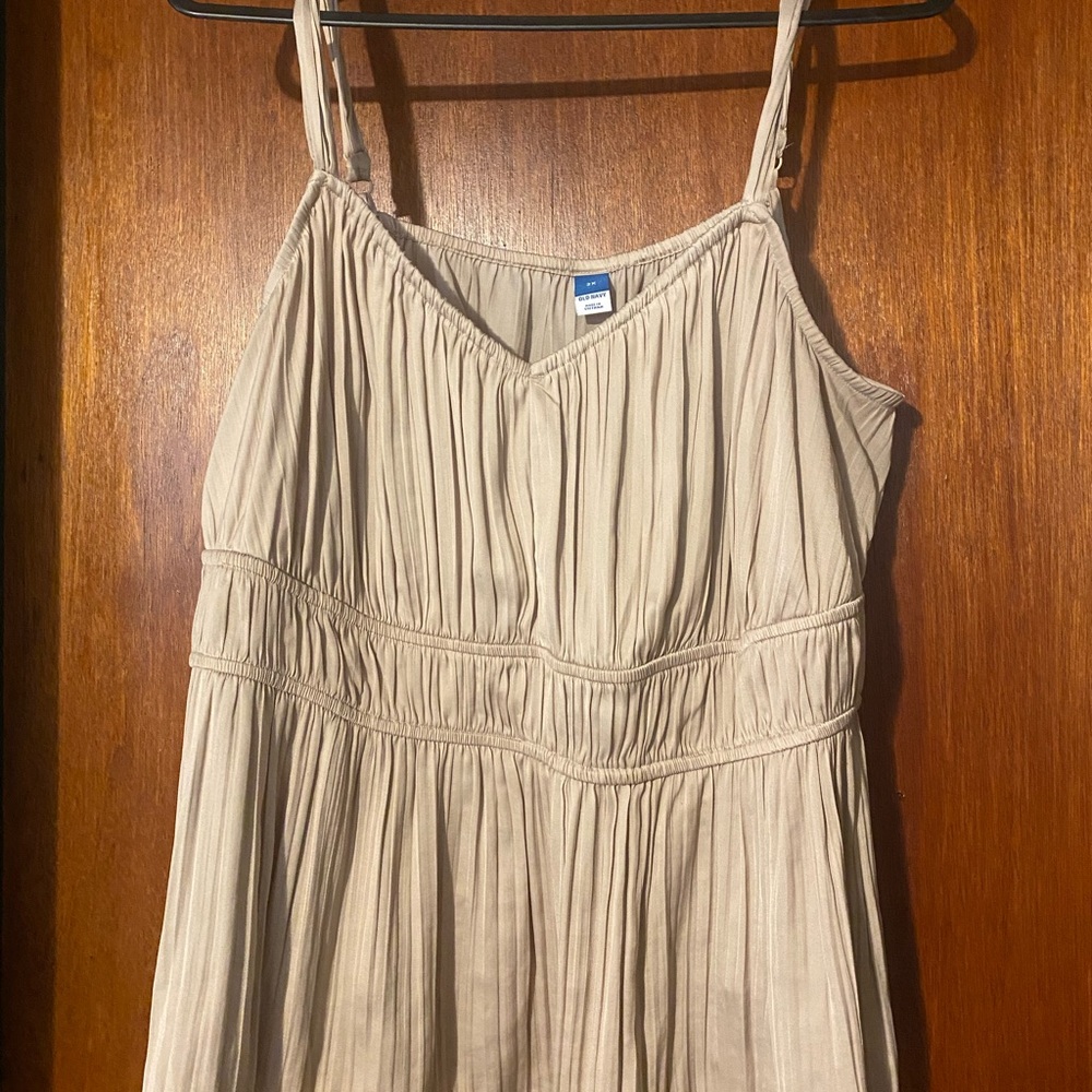 Beige Pleated Spaghetti Strap Top